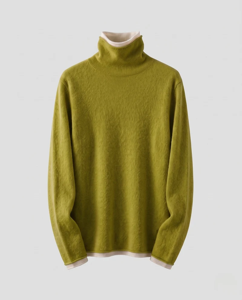Damen Feinstrick-Rollkragenpullover mit weichfloriger Oberfläche und minimalistischem Schnitt Nord Taschen