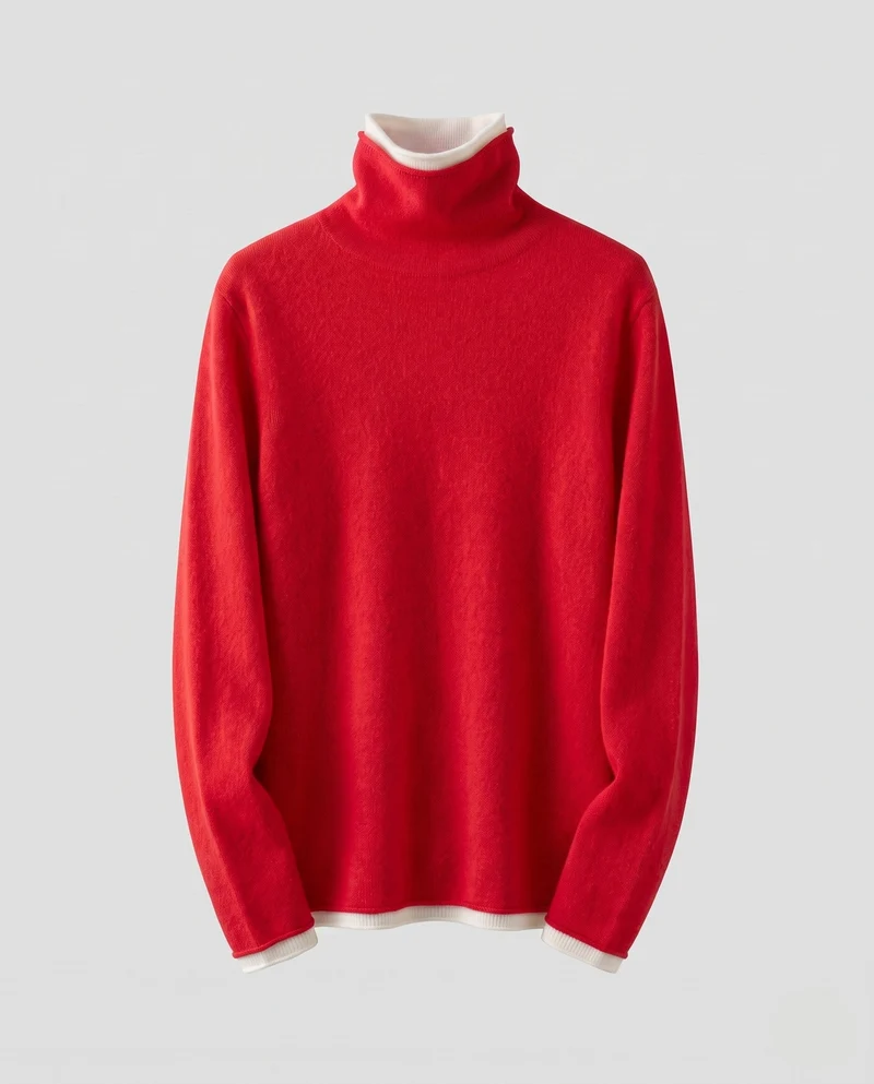 Damen Feinstrick-Rollkragenpullover mit weichfloriger Oberfläche und minimalistischem Schnitt Nord Taschen