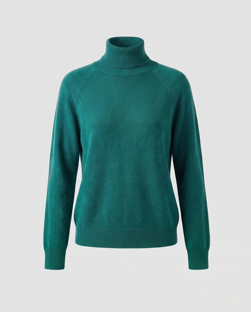 Damen Feinstrick-Rollkragenpullover aus Kaschmir-Mix mit Raglanärmeln und feinem Rippbund Nord Taschen