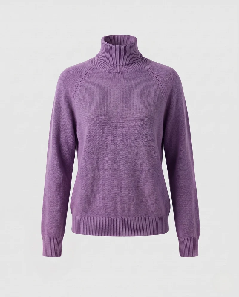 Damen Feinstrick-Rollkragenpullover aus Kaschmir-Mix mit Raglanärmeln und feinem Rippbund Nord Taschen