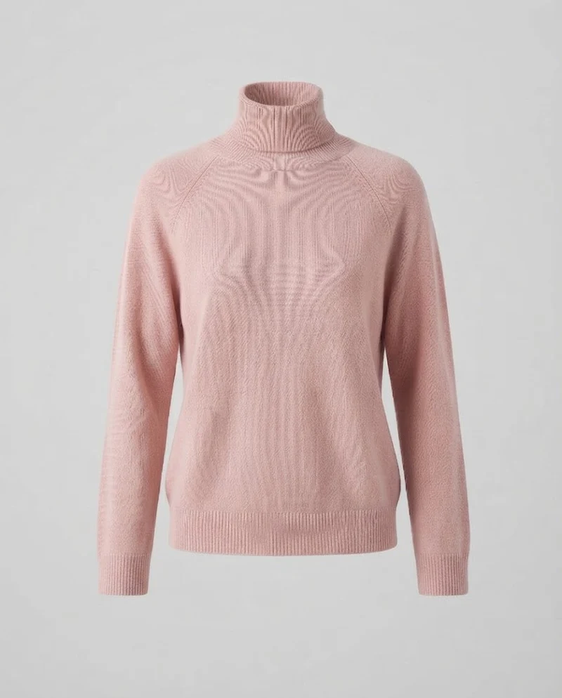 Damen Feinstrick-Rollkragenpullover aus Kaschmir-Mix mit Raglanärmeln und feinem Rippbund Nord Taschen