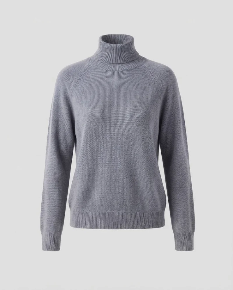 Damen Feinstrick-Rollkragenpullover aus Kaschmir-Mix mit Raglanärmeln und feinem Rippbund Nord Taschen