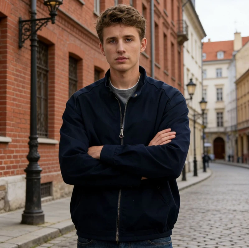 Herren Moderner Blouson mit Stehkragen, Zweiwege-Reißverschluss und elastischem Saum Nord Taschen