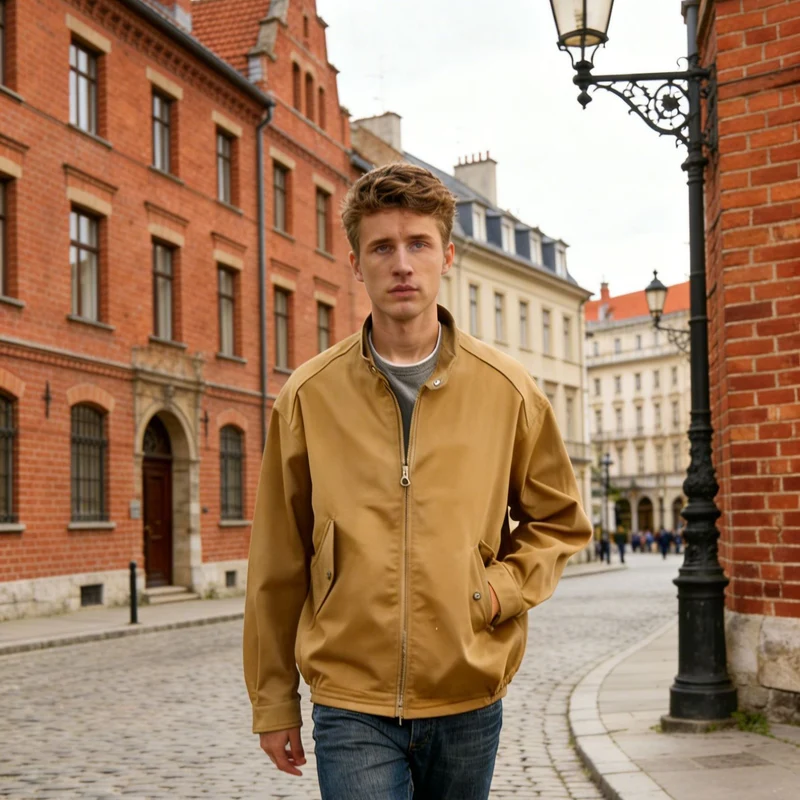 Herren Moderner Blouson mit Stehkragen, Zweiwege-Reißverschluss und elastischem Saum Nord Taschen