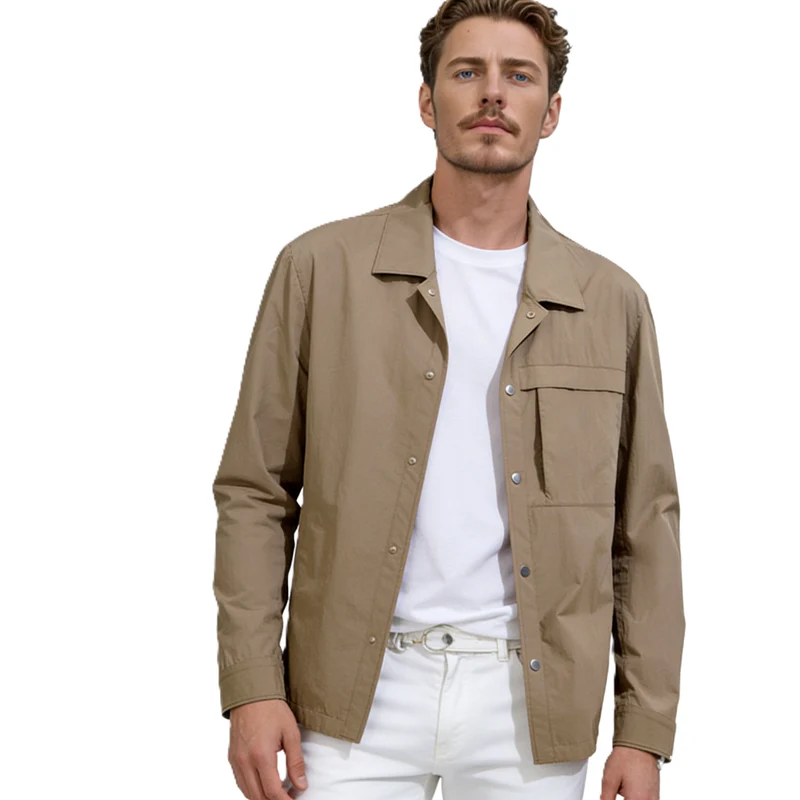 Herren Leichtes Utility-Overshirt mit Pattentaschen und Druckknopfleiste Nord Taschen
