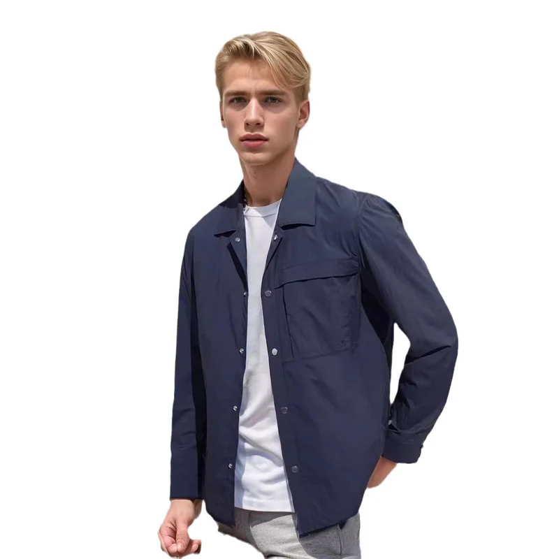 Herren Leichtes Utility-Overshirt mit Pattentaschen und Druckknopfleiste Nord Taschen