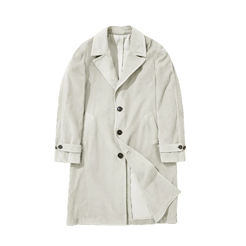 Herren Leichter langer Trenchcoat mit Reverskragen und aufgesetzten Eingrifftaschen Nord Taschen
