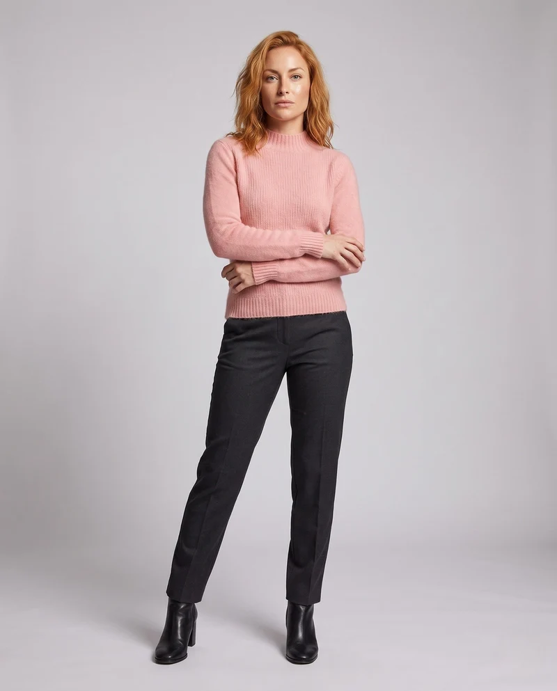 Damen Flauschiger Mockneck-Feinstrickpullover mit kaschmirähnlicher Haptik und gerippten Bündchen Nord Taschen