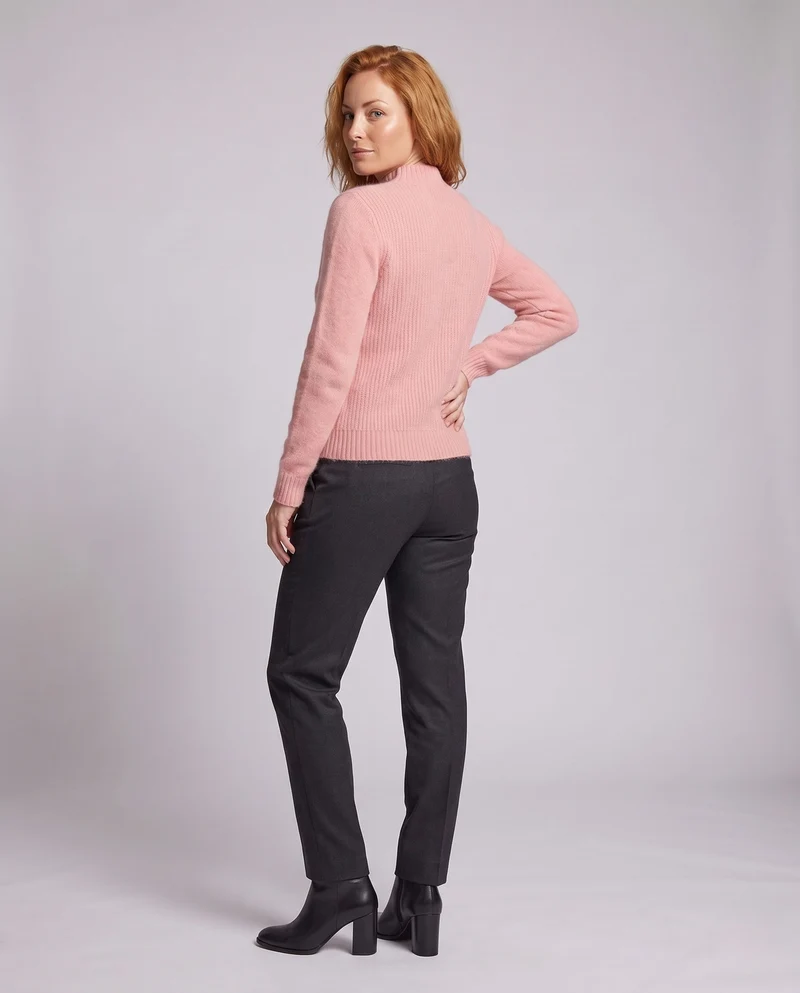 Damen Flauschiger Mockneck-Feinstrickpullover mit kaschmirähnlicher Haptik und gerippten Bündchen Nord Taschen