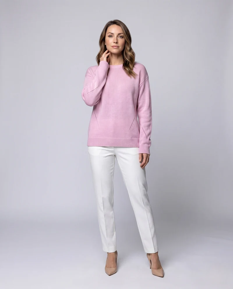 Damen Flauschiger Oversize-Feinstrickpullover mit dezenten Ajourdetails und verlängertem Rippbund Nord Taschen
