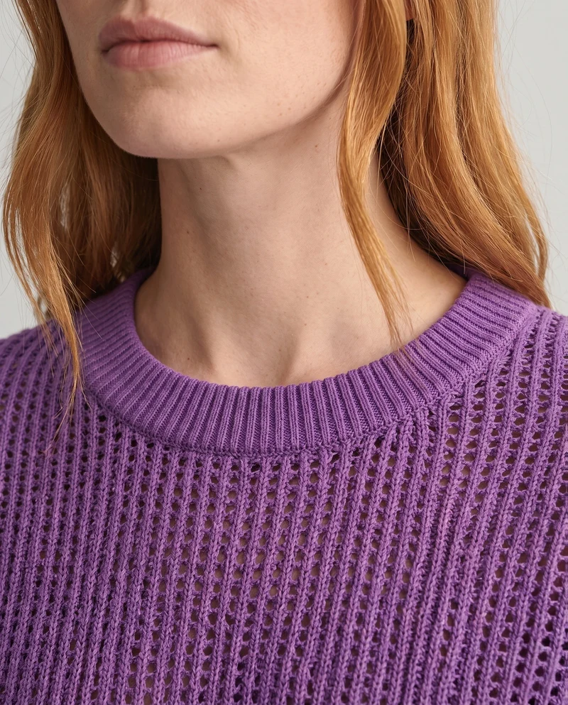 Damen Flauschiger Mohair‑Look Pullover mit Honigwaben‑Ajour und legerer Oversize‑Passform Nord Taschen