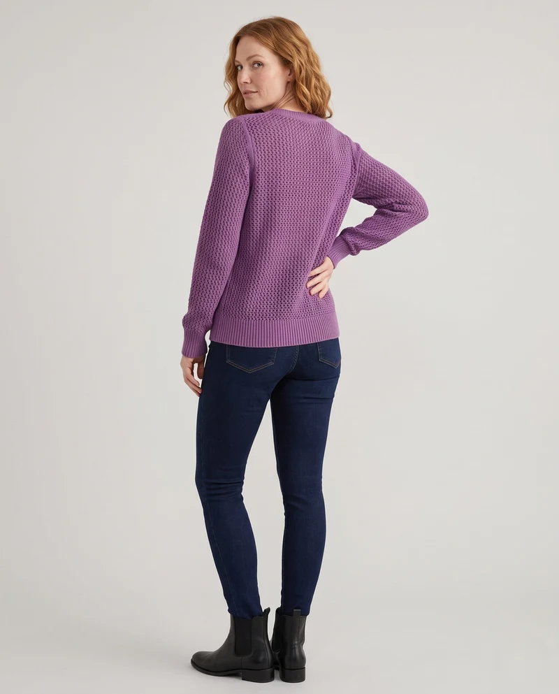 Damen Flauschiger Mohair‑Look Pullover mit Honigwaben‑Ajour und legerer Oversize‑Passform Nord Taschen