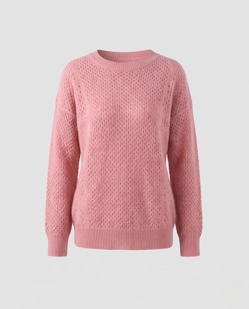 Damen Flauschiger Mohair‑Look Pullover mit Honigwaben‑Ajour und legerer Oversize‑Passform Nord Taschen