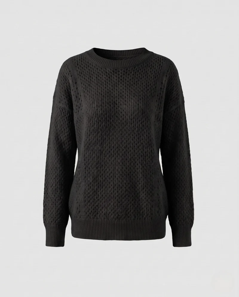 Damen Flauschiger Mohair‑Look Pullover mit Honigwaben‑Ajour und legerer Oversize‑Passform Nord Taschen