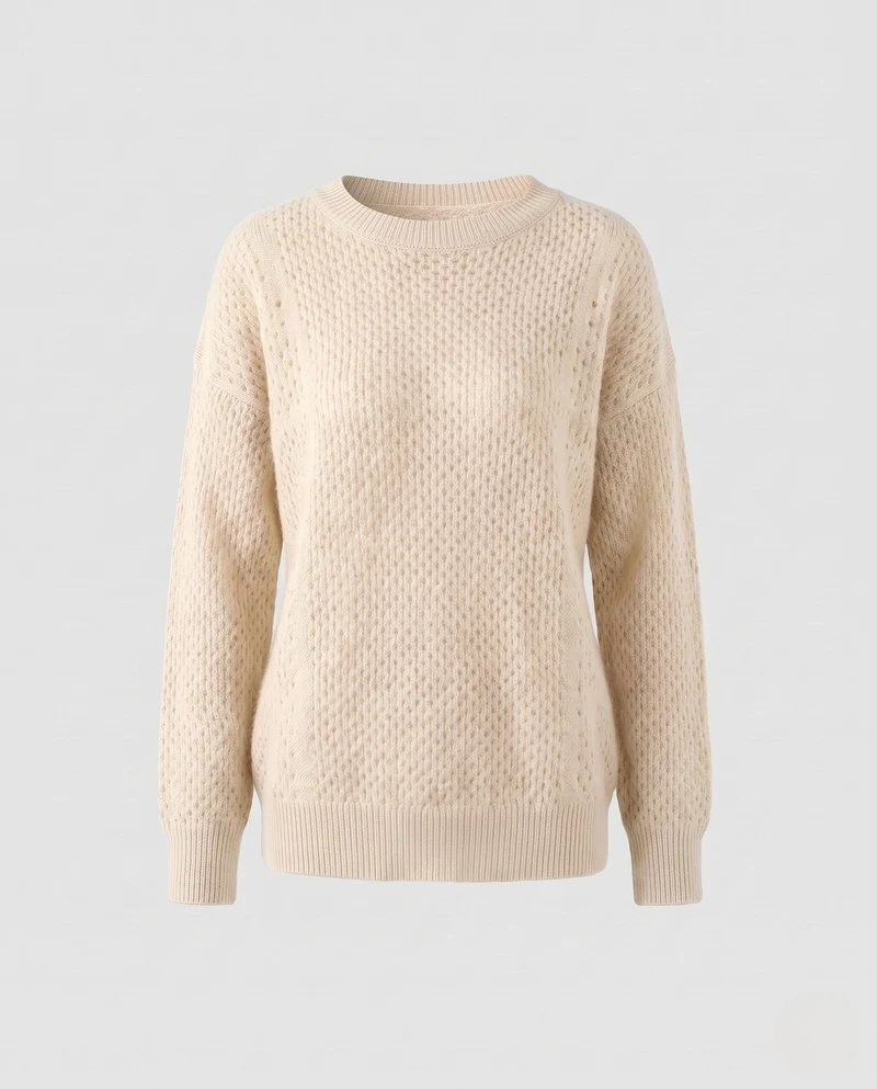 Damen Flauschiger Mohair‑Look Pullover mit Honigwaben‑Ajour und legerer Oversize‑Passform Nord Taschen