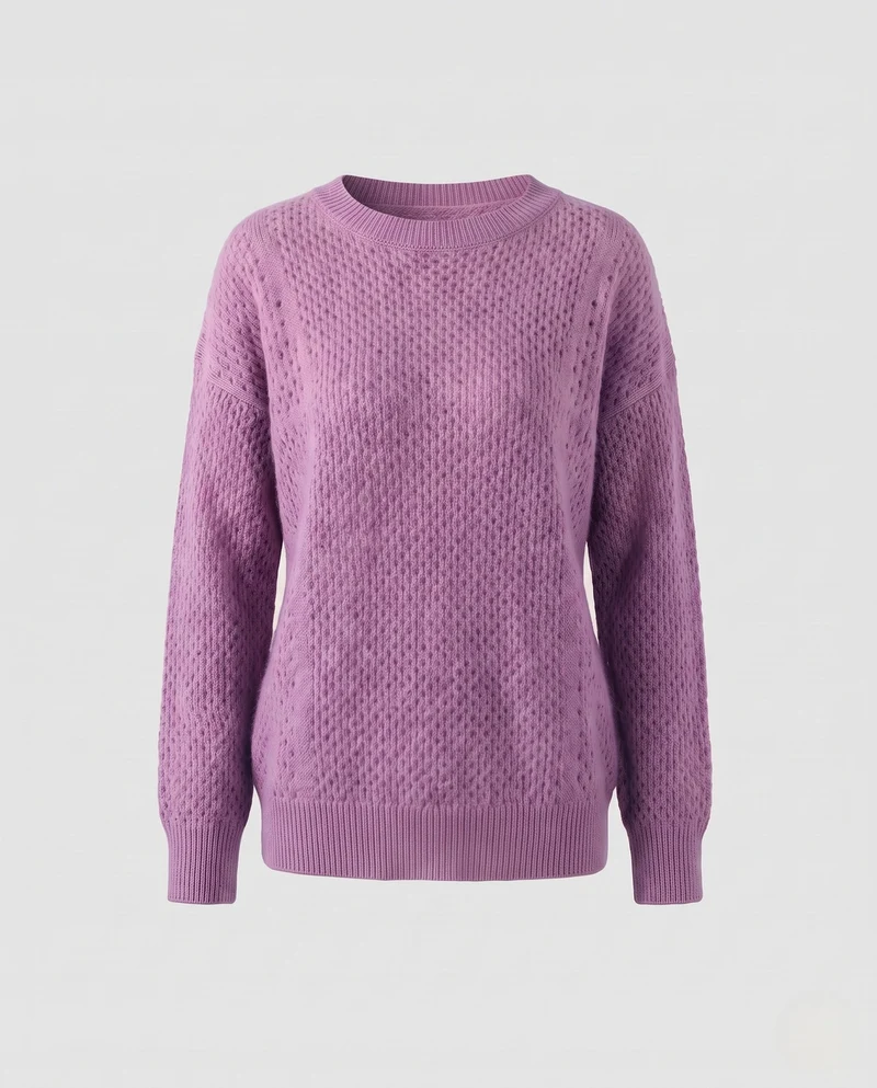 Damen Flauschiger Mohair‑Look Pullover mit Honigwaben‑Ajour und legerer Oversize‑Passform Nord Taschen