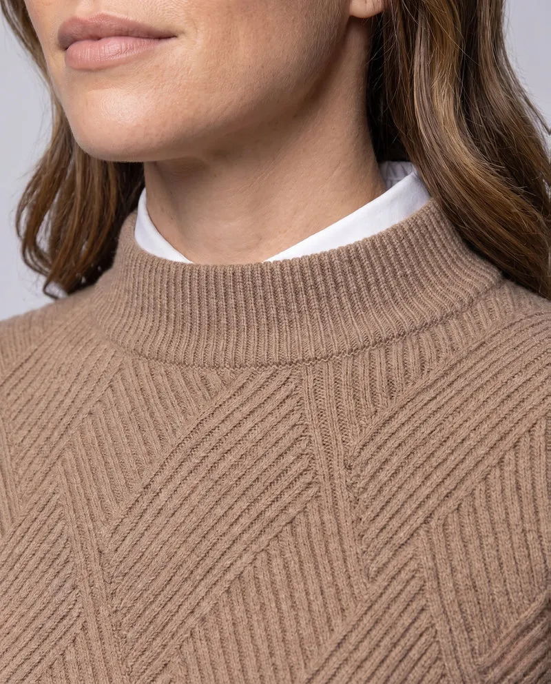 Damen Flauschiger Stehkragenpullover im Mohair‑Look mit diagonaler Rautenstruktur Nord Taschen