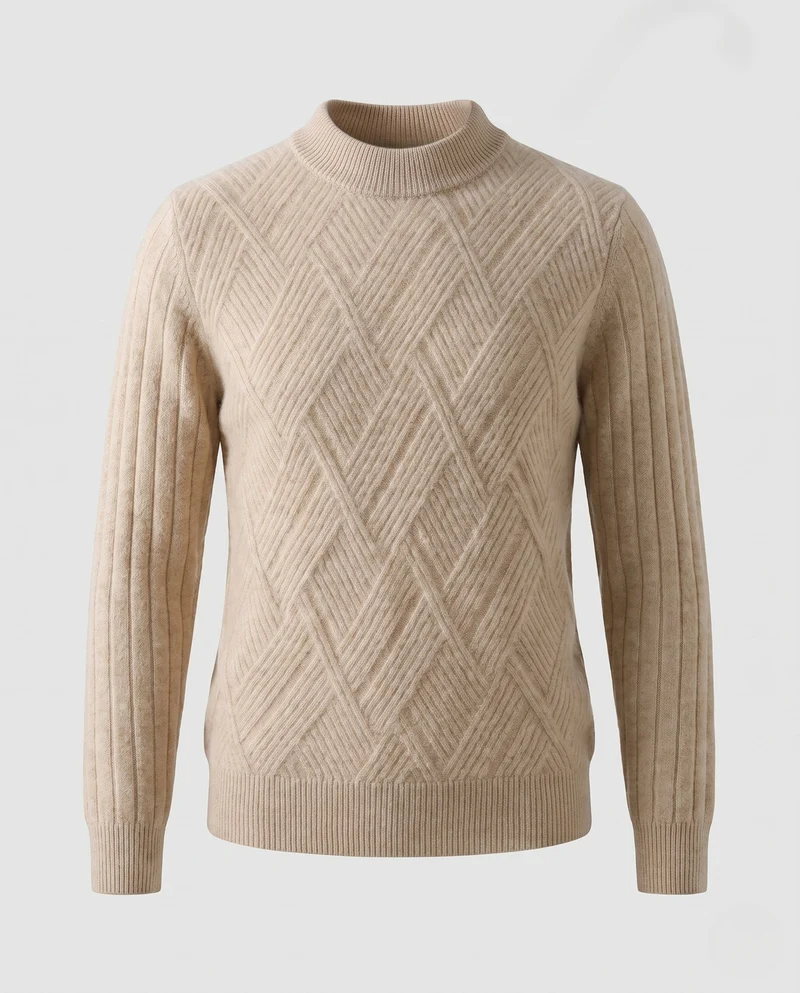 Damen Flauschiger Stehkragenpullover im Mohair‑Look mit diagonaler Rautenstruktur Nord Taschen