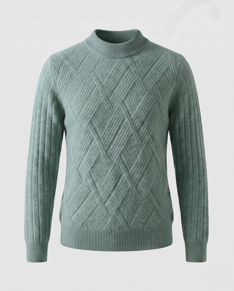 Damen Flauschiger Stehkragenpullover im Mohair‑Look mit diagonaler Rautenstruktur Nord Taschen