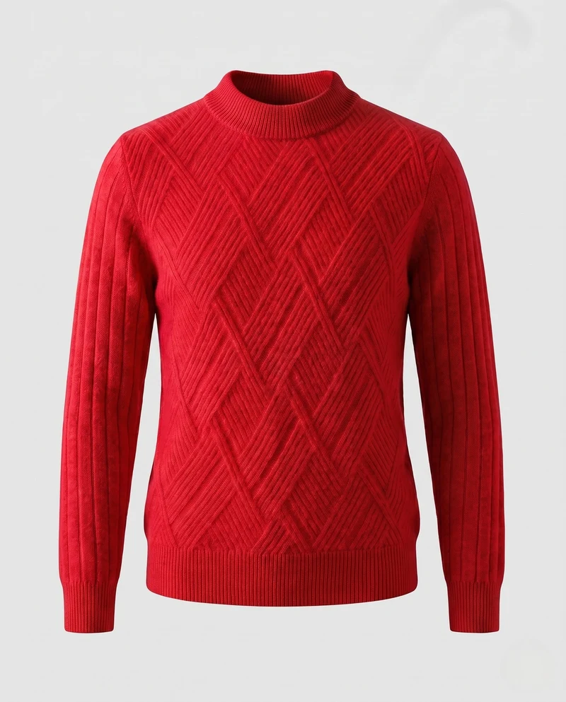 Damen Flauschiger Stehkragenpullover im Mohair‑Look mit diagonaler Rautenstruktur Nord Taschen