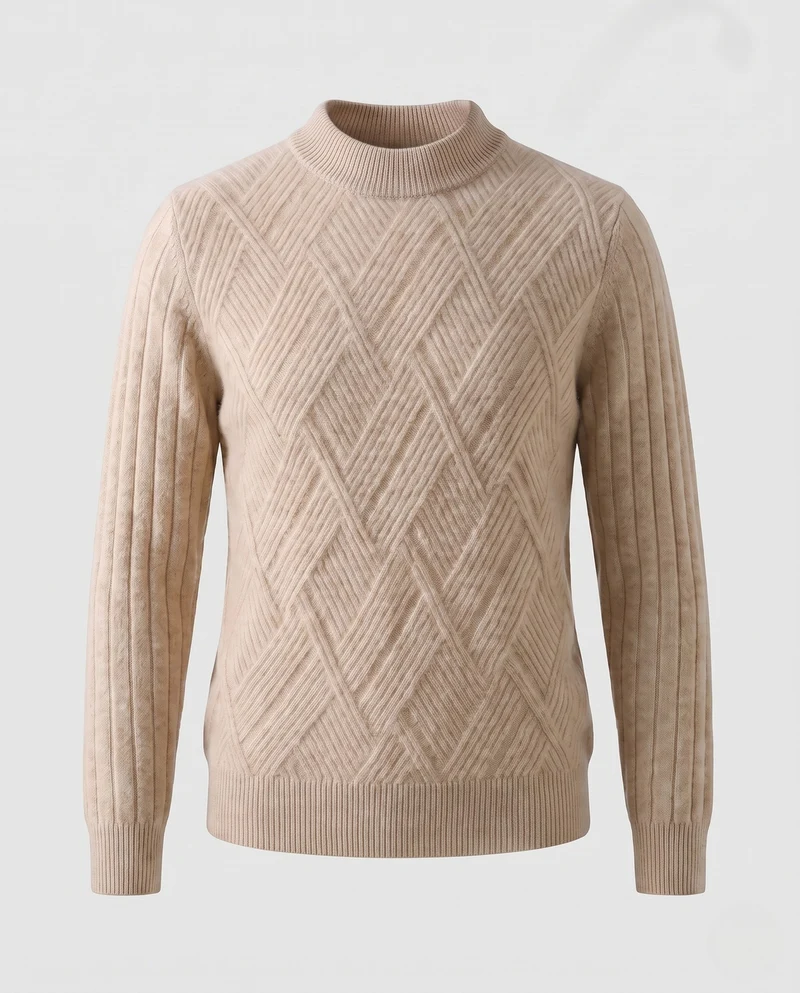 Damen Flauschiger Stehkragenpullover im Mohair‑Look mit diagonaler Rautenstruktur Nord Taschen