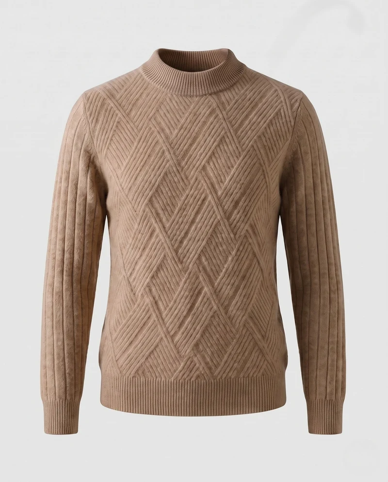 Damen Flauschiger Stehkragenpullover im Mohair‑Look mit diagonaler Rautenstruktur Nord Taschen