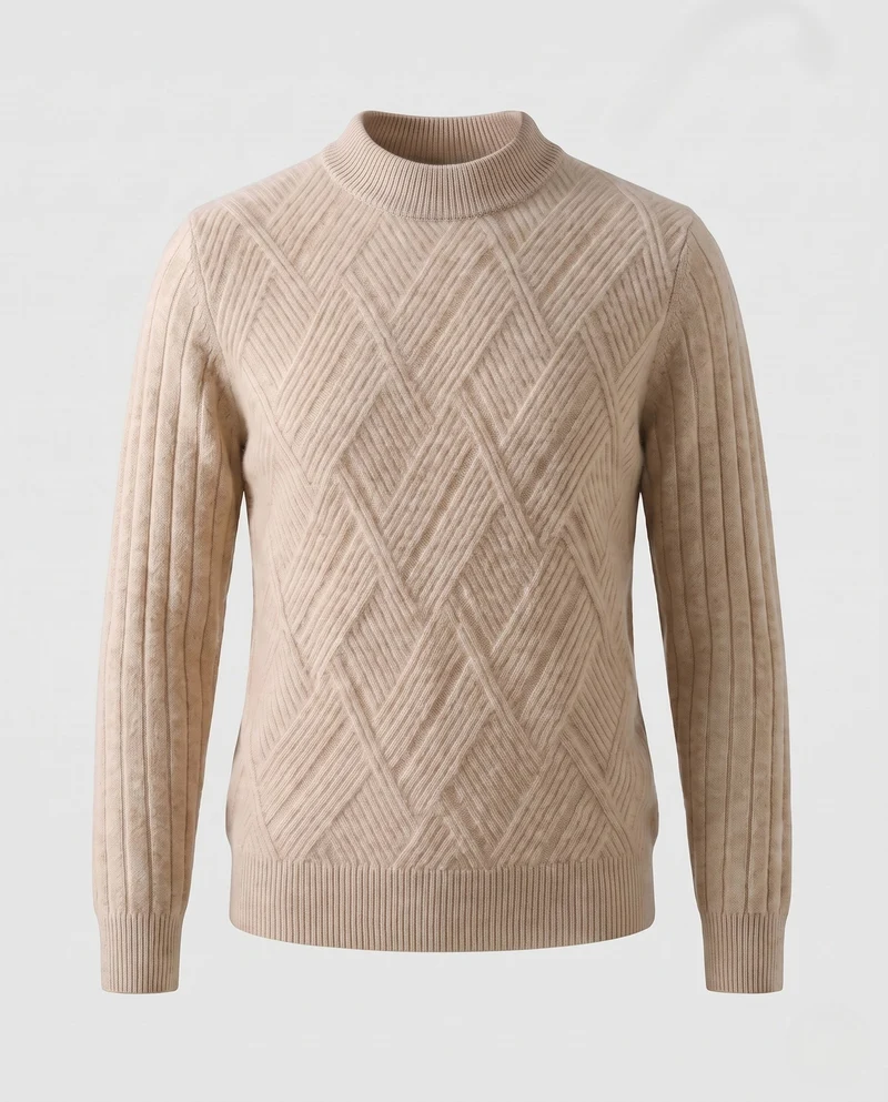 Damen Flauschiger Stehkragenpullover im Mohair‑Look mit diagonaler Rautenstruktur Nord Taschen