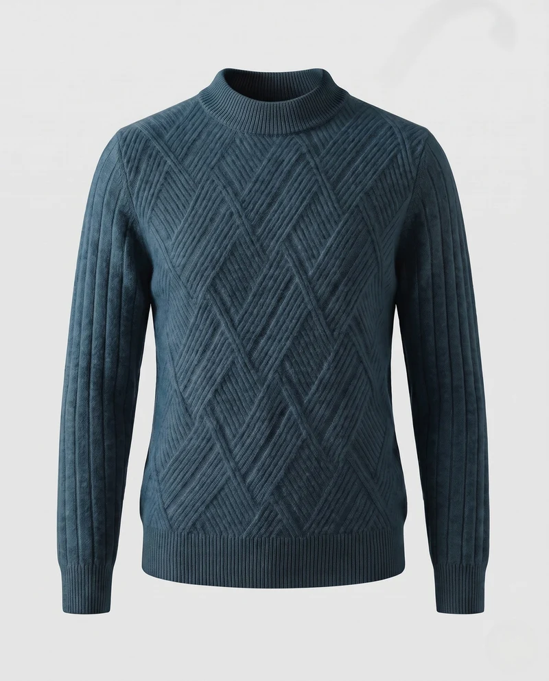 Damen Flauschiger Stehkragenpullover im Mohair‑Look mit diagonaler Rautenstruktur Nord Taschen