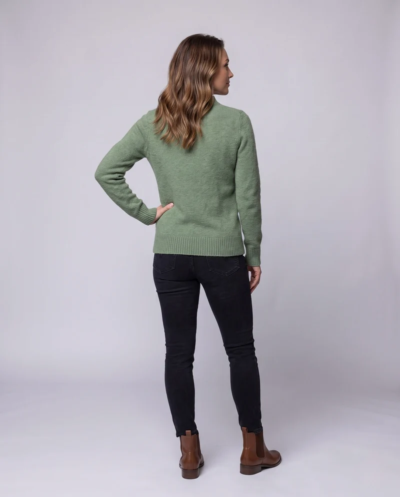 Damen Flauschiger Rundhalspullover aus Mohair‑Optik mit Chevron‑Ajour Nord Taschen