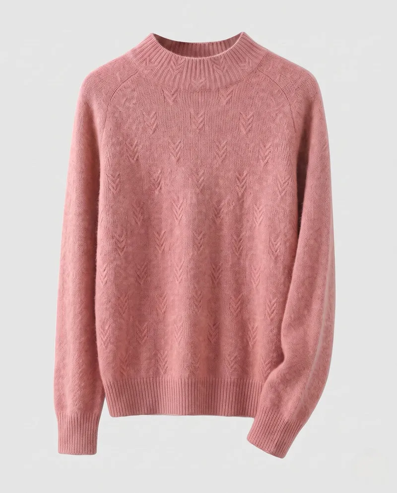 Damen Flauschiger Rundhalspullover aus Mohair‑Optik mit Chevron‑Ajour Nord Taschen