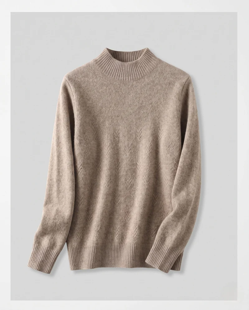 Damen Flauschiger Rundhalspullover aus Mohair‑Optik mit Chevron‑Ajour Nord Taschen