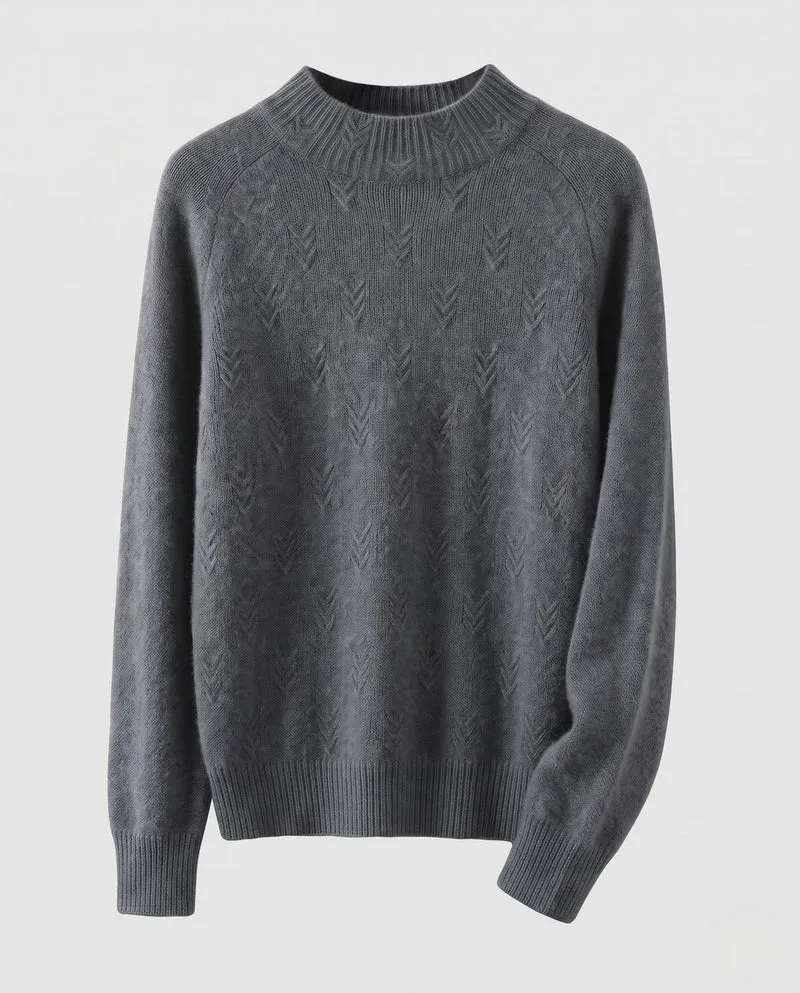 Damen Flauschiger Rundhalspullover aus Mohair‑Optik mit Chevron‑Ajour Nord Taschen