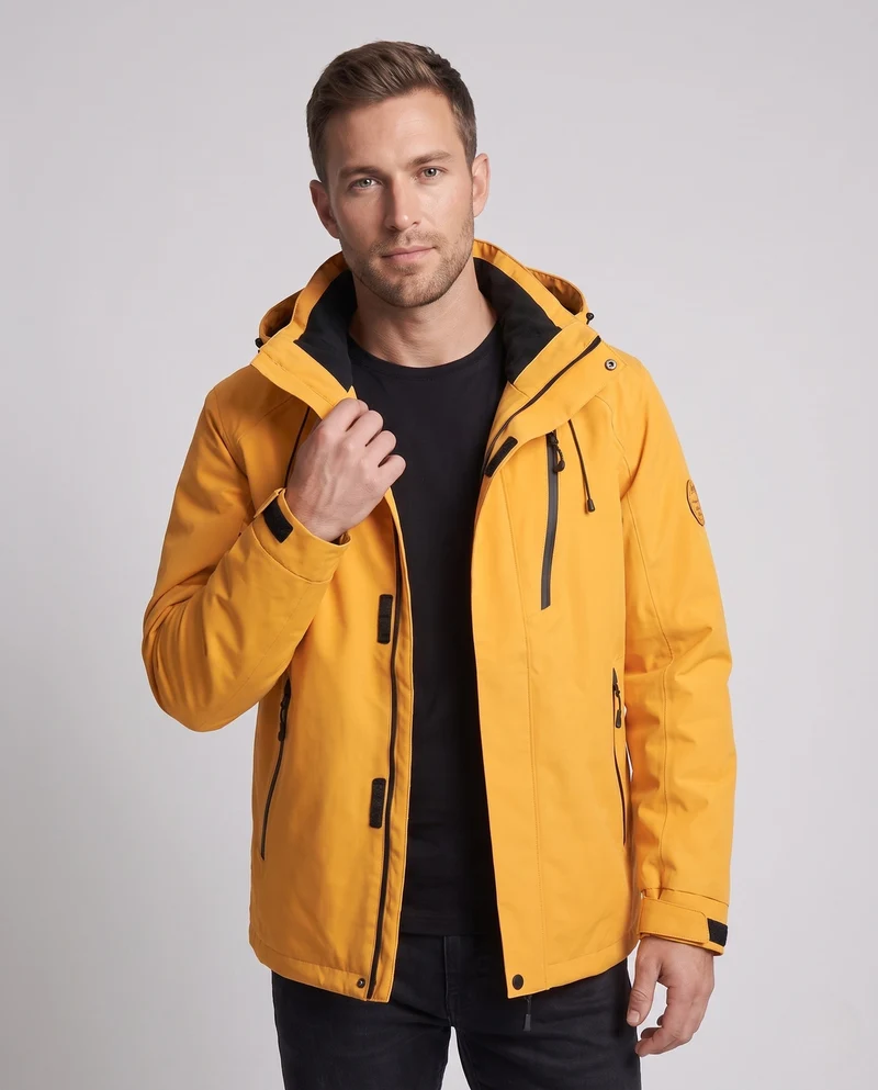 Herren Wasserabweisende Zwei‑in‑Eins Outdoorjacke mit abnehmbarer Fleece‑Innenjacke, Kapuze & Multifunktions‑Taschen Nord Taschen