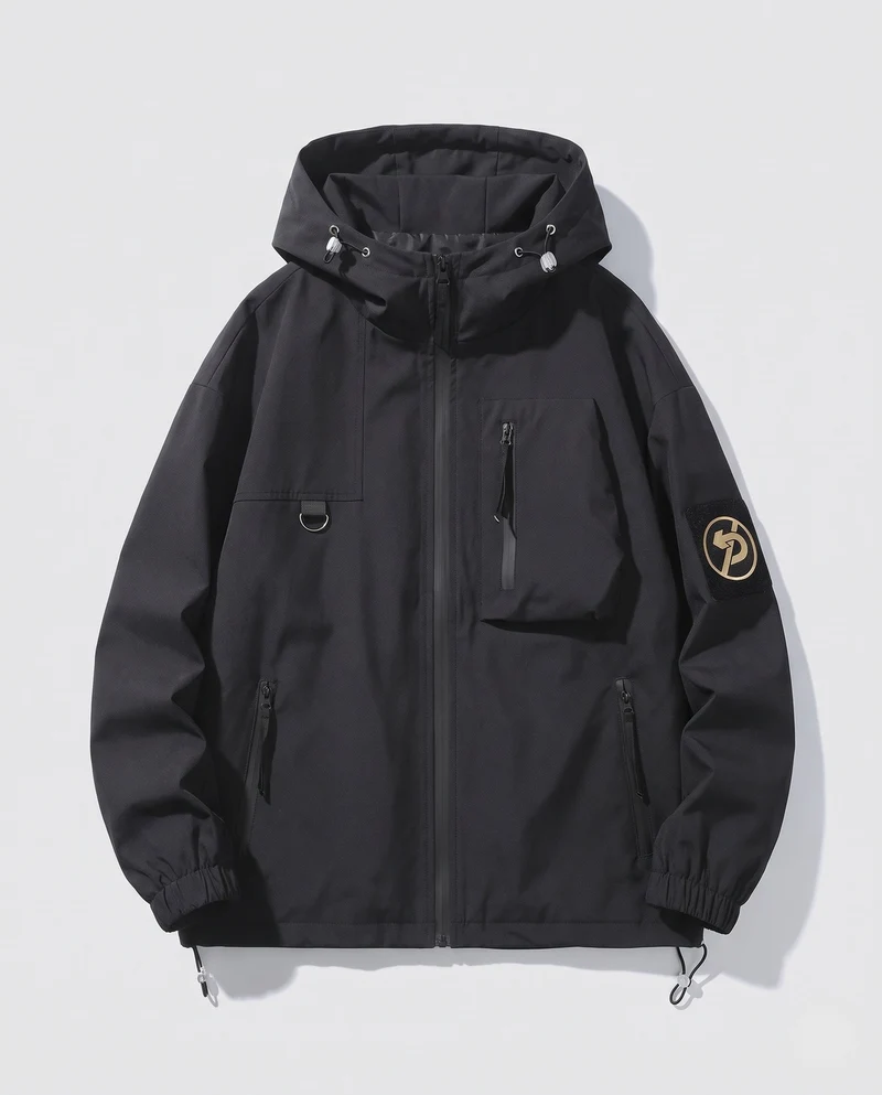 Herren Wasserabweisende Softshell-Utility-Jacke mit Kapuze, Reißverschlusstaschen & Kordelzug Nord Taschen