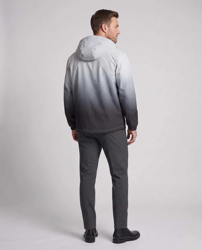 Herren wasserabweisende Übergangsjacke mit Farbverlauf, Kapuze & verdecktem Zweiwege‑Reißverschluss Nord Taschen