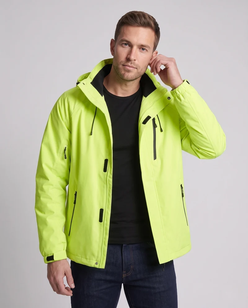 Herren Wasserabweisende Softshell-Outdoorjacke mit Kapuze, Zwei-Wege-Reißverschluss und verstellbaren Kordeln Nord Taschen