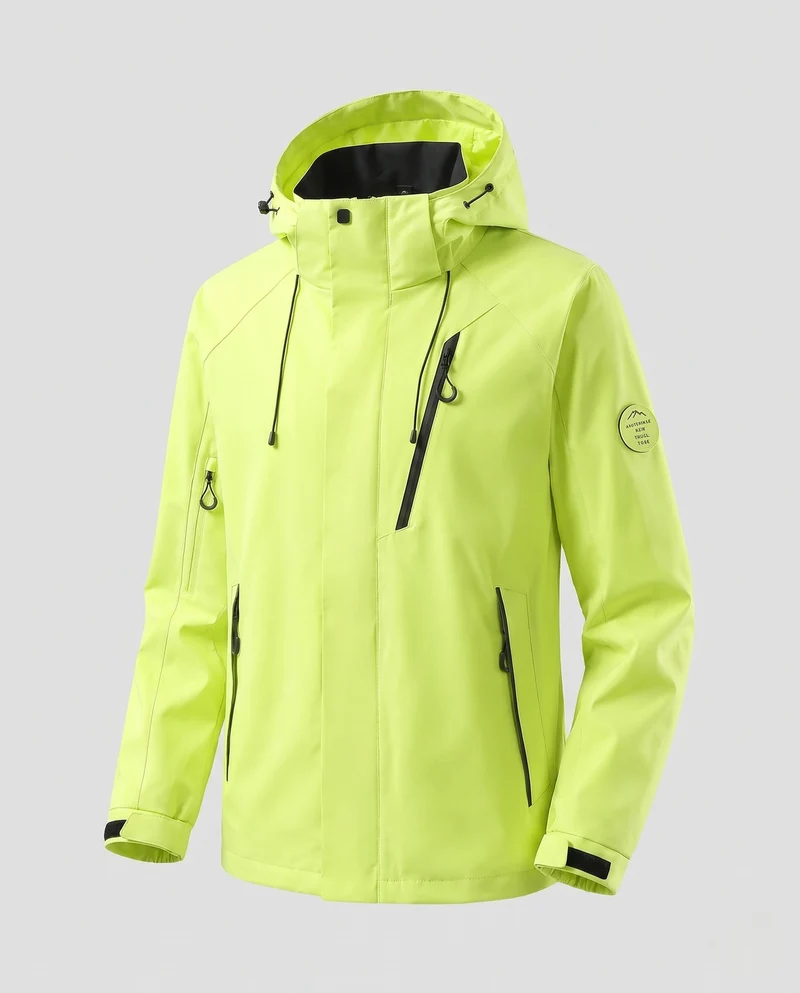 Herren Wasserabweisende Softshell-Outdoorjacke mit Kapuze, Zwei-Wege-Reißverschluss und verstellbaren Kordeln Nord Taschen