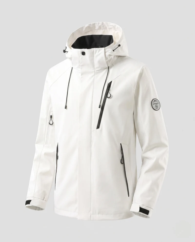 Herren Wasserabweisende Softshell-Outdoorjacke mit Kapuze, Zwei-Wege-Reißverschluss und verstellbaren Kordeln Nord Taschen