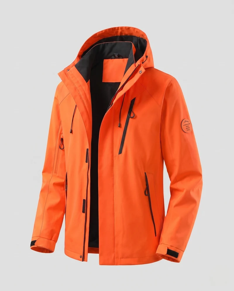 Herren Wasserabweisende Softshell-Outdoorjacke mit Kapuze, Zwei-Wege-Reißverschluss und verstellbaren Kordeln Nord Taschen