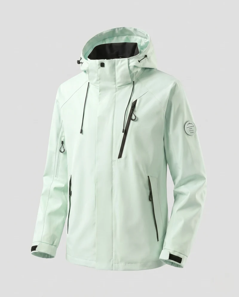 Herren Wasserabweisende Softshell-Outdoorjacke mit Kapuze, Zwei-Wege-Reißverschluss und verstellbaren Kordeln Nord Taschen