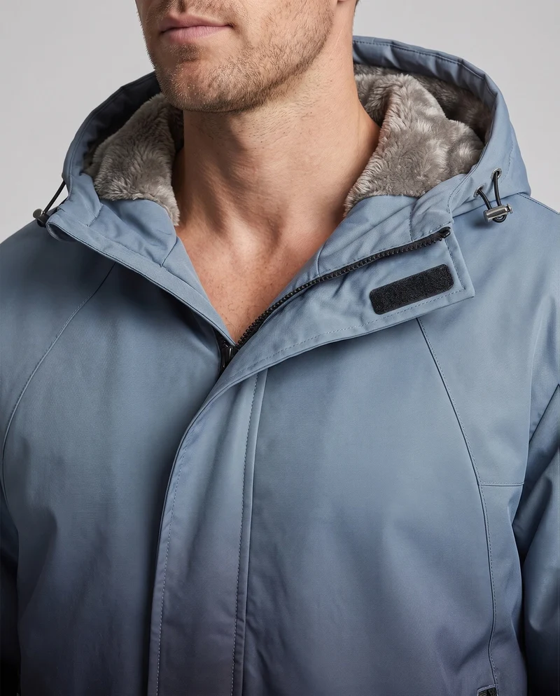 Herren Wasserabweisende Kapuzenjacke mit Ombré-Design & kuscheligem Teddy‑Futter Nord Taschen