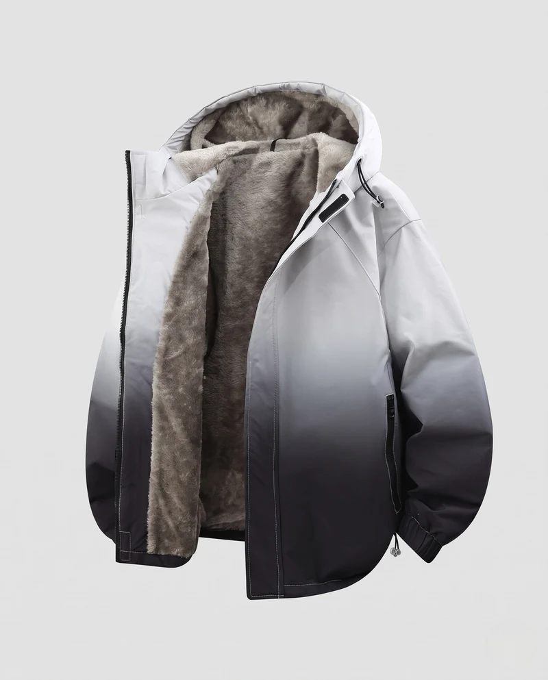 Herren Wasserabweisende Kapuzenjacke mit Ombré-Design & kuscheligem Teddy‑Futter Nord Taschen