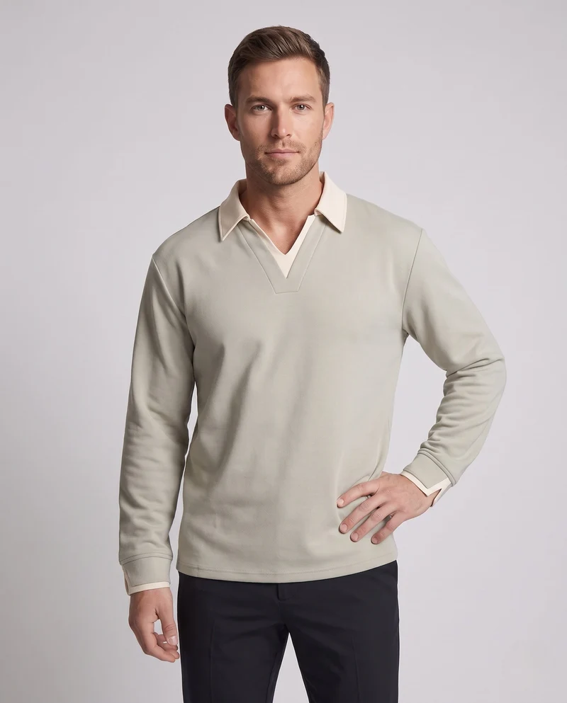 Herren Warmer Thermo-Pullover mit Hemdkragen und V‑Ausschnitt Nord Taschen