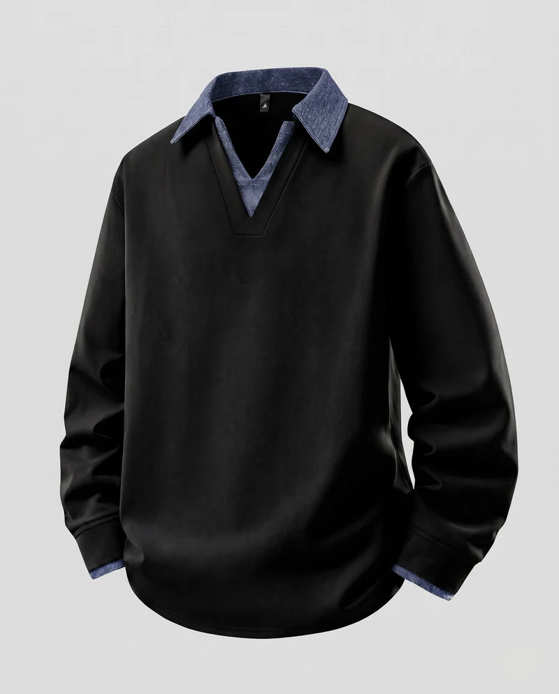 Herren Warmer Thermo-Pullover mit Hemdkragen und V‑Ausschnitt Nord Taschen