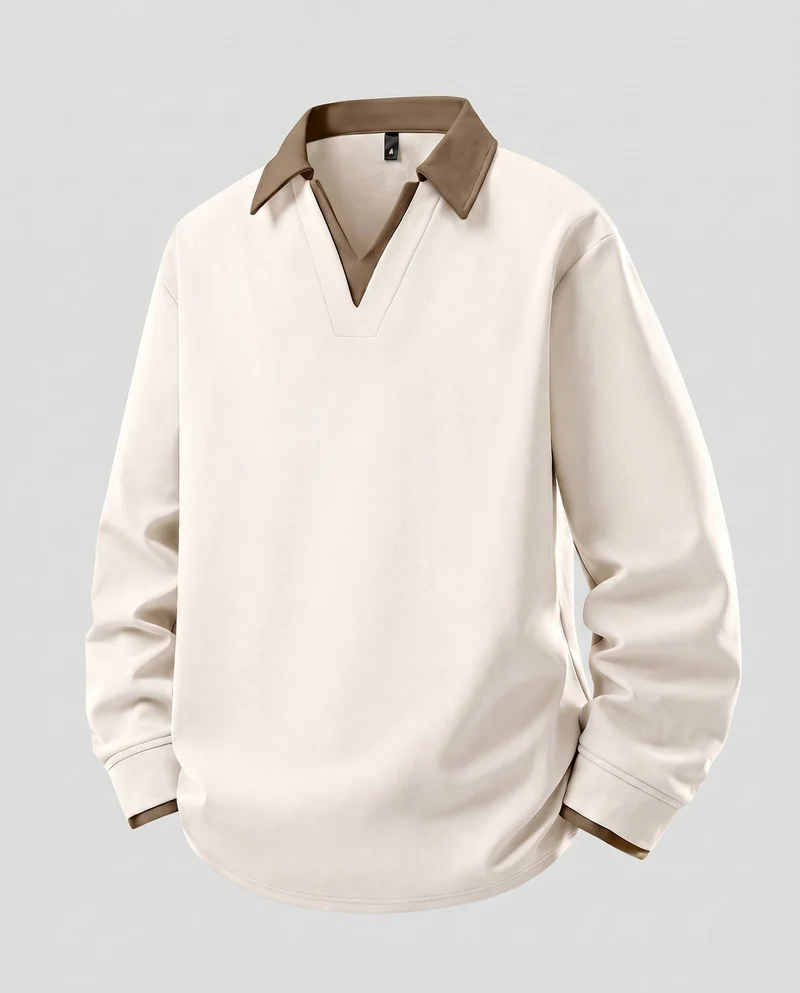 Herren Warmer Thermo-Pullover mit Hemdkragen und V‑Ausschnitt Nord Taschen
