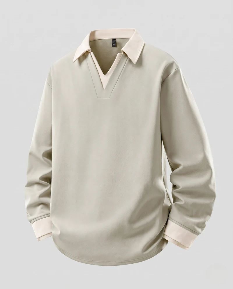 Herren Warmer Thermo-Pullover mit Hemdkragen und V‑Ausschnitt Nord Taschen