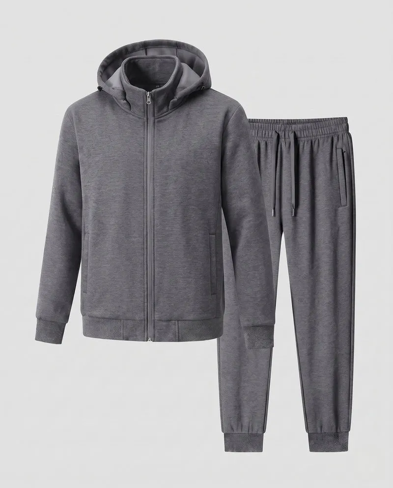 Herren Warmes gefüttertes Trainingsset mit Kapuzen‑Zipjacke & konischer Fleece-Jogginghose Nord Taschen