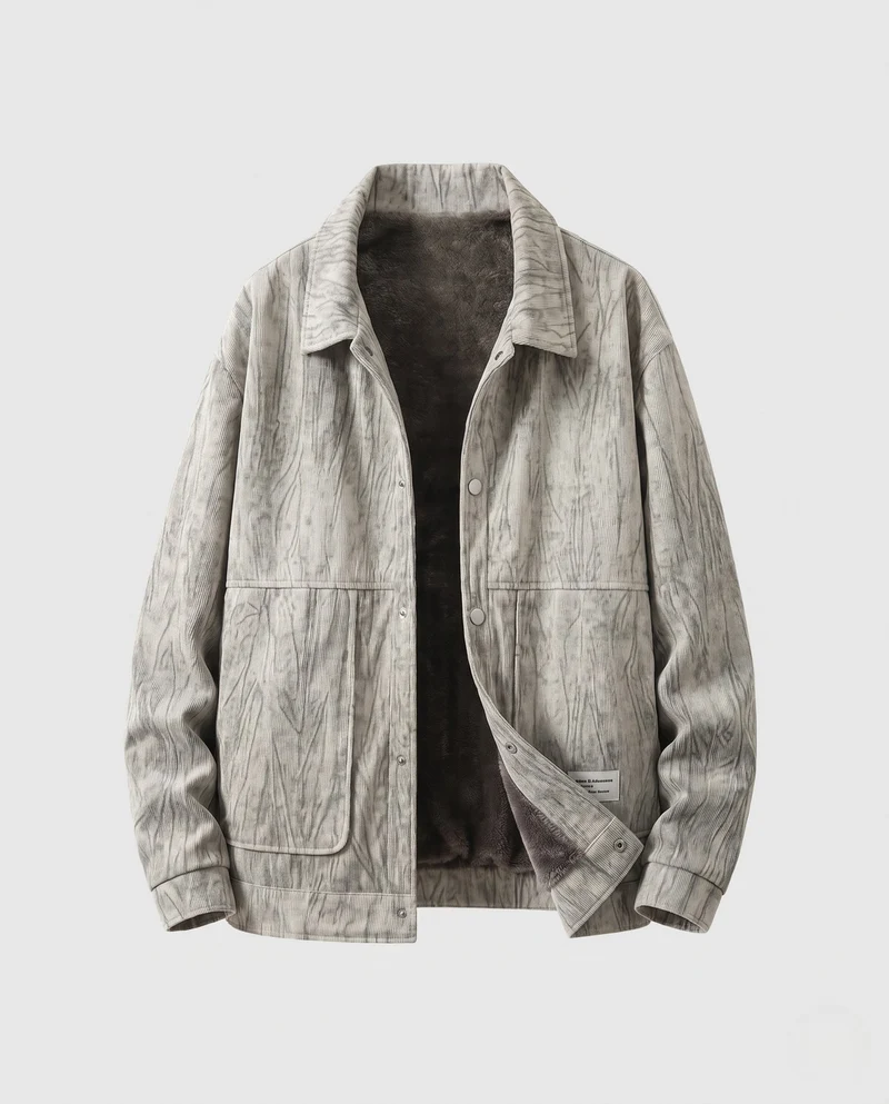 Herren Vintage-Optik Kord-Überhemd mit Sherpa-Innenfutter & aufgesetzten Taschen Nord Taschen