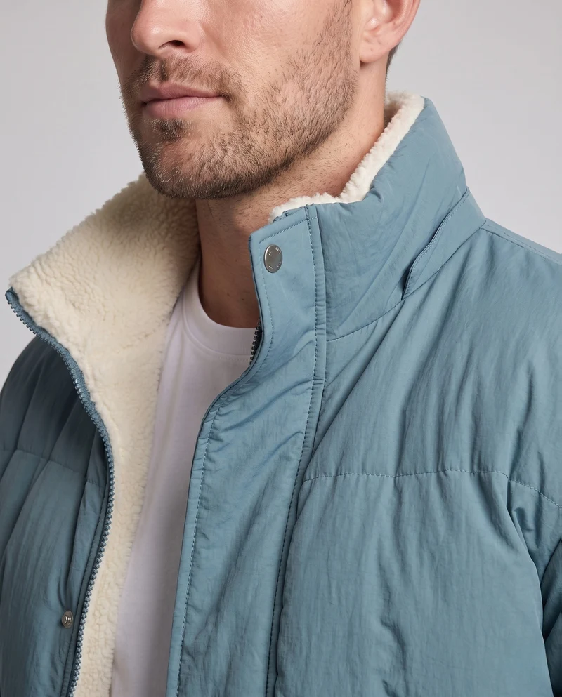 Herren Wärmeisolierende Steppjacke mit Teddyinnenfutter, hohem Kragen und verdecktem Reißverschluss Nord Taschen