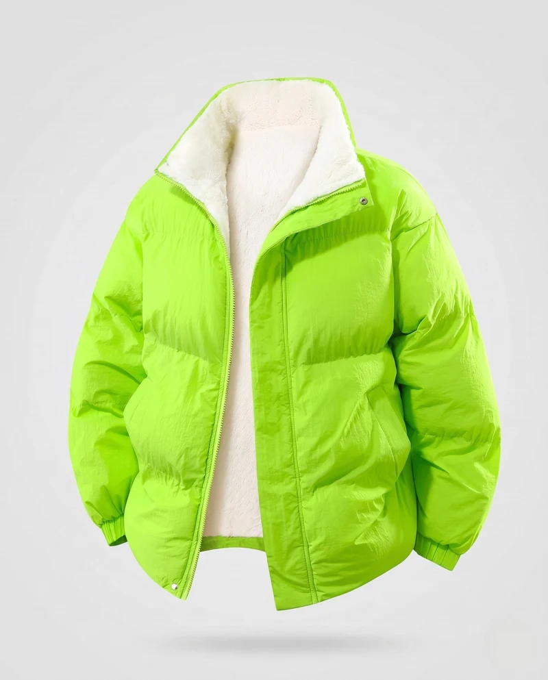 Herren Wärmeisolierende Steppjacke mit Teddyinnenfutter, hohem Kragen und verdecktem Reißverschluss Nord Taschen
